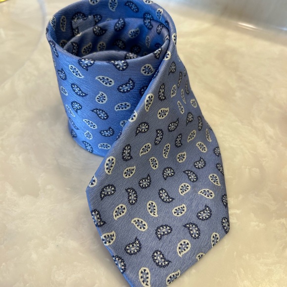 SOLD - Brioni Blue Micro Paisley Men's Tie, Silk, Made in Italy - Picture 2 of 9